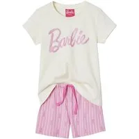 vertbaudet Schlafanzug Kurzer Mädchen Schlafanzug BARBIE mit Glanzmotiv Glanzmotiv