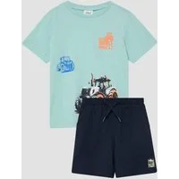 s.Oliver Kurzarmshirt T-Shirt Set aus T-Shirt mit Frontprint und Jersey-Bermuda