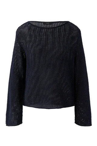 Oui - Netzpullover in sommerlicher Optik blau - Gr. - 38