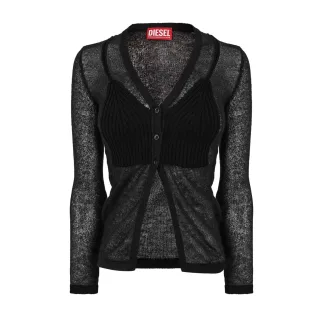 Diesel - "Arina" Strickjacke für Damen, V-Ausschnitt, Langärmlig (Schwarz)