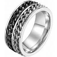 Taffstyle Fingerring Fingerring Spinner Ring Biker Doppelketten Anti Stress Meditationsring (Stilvoller Unisex Spinner Ring mit Doppelketten – Anti-Stress & Biker-Design)
