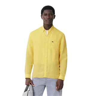 Lacoste - Button-Down-Hemd für Herren, Leinen (Gelb)