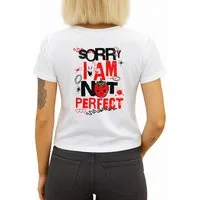 Banco T-Shirt Damen Shirt Classic Basic Sommer Kurzarm – "Sorry I Am Not Perfect" Premium T-Shirt aus 100% Baumwolle