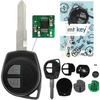 mt-key Schlüsseltasche 2 Tasten Auto Fernbedienung Funk Schlüssel 434MHZ (Set), für Fiat Sedici (YB, 06–14), Opel Agila (H08, 08–15), Suzuki Grand...