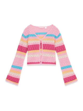 Guess Kids - LS CROCHET CARDIGAN PURPLE BLUSH MULT - Gr. - 12