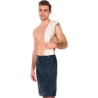 framsohn frottier Sarong Saunakilt Herren, Langform, Frottier, hergestellt in Österreich, Dehnbund & Druckknöpfe variabel verstellbar