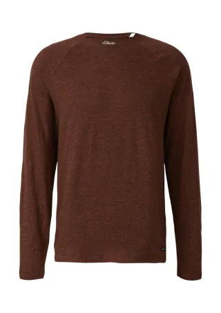 s.Oliver Red Label - Langarm-T-Shirt aus Baumwolle braun - Gr. - XXL