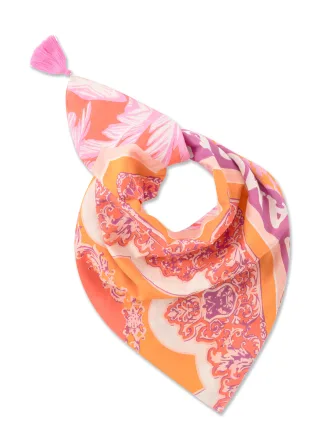 Dreieckstuch aus organischer Baumwolle mit Mustermix und AMORE-Schriftzug pink - Gr. - 135