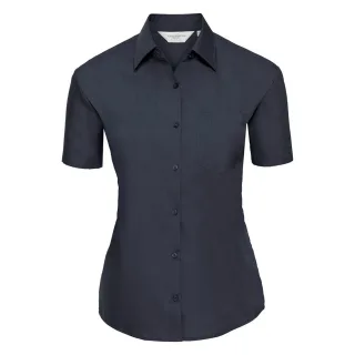 Russell Collection - "Classic" Hemd Pflegeleicht für Damen kurzärmlig (Dunkelblau)