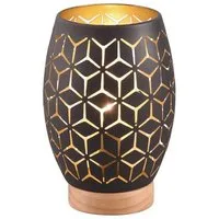 Reality Leuchten LED Nachttischlampe, Dimmfunktion, über Schalter in 3 Stufen dimmbar, LED wechselbar, warmweiß, klein-e besondere mit Holz-fuß für Fensterbank & Wintergarten, H: 21cm