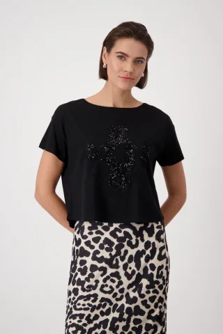 monari - Sweatshirt mit Pailletten schwarz - Gr. - 36