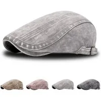 Zaewry Flat Cap Schiebermütze Herren und Männer,Schirmmütze mit Schirm Schiebermütze Barett Cap,Gewaschener Vintage Denim Baskenmütze