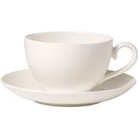 Villeroy & Boch Tasse Royal Kaffeetasse mit Untertasse 2tlg. - L, Premium Bone Porcelain