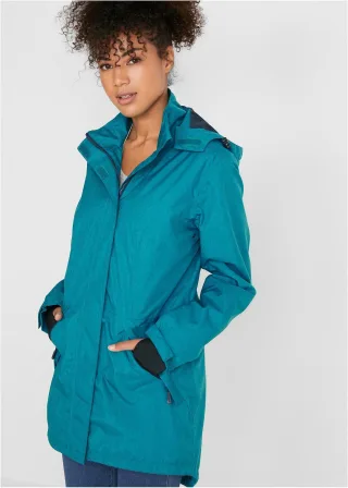 bonprix Wasserdichter Funktions-Parka, petrol, Gr.42, Sportliche Regenjacke mit Reißverschlusstaschen, A-förmig