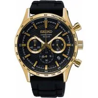 Seiko Quarzuhr SSB446P1, Herrenuhr Chronograph Schwarz/Goldfarben