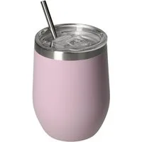 elasto Becher Weinbecher 350 ml Vinova Edelstahl Trinkbecher inkl. Strohhalm, robust, spülmaschinengeeignet, Sommer, Geschenk