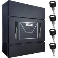 TÄGA Briefkasten tg-2220_bbs_black (Set, Briefkasten mit Schlüssel), aus Stahl