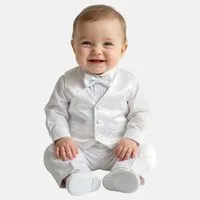 Tom Kids Kinderanzug Exklusiver Baby-Taufanzug Weiß Taufe, Feier, Hochzeit 3 - 24 Monate Anzug Jungen weiss 3 - 24 Monate