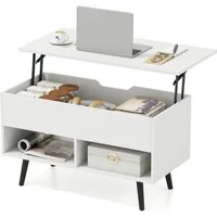 COSTWAY Couchtisch, höhenverstellbar mit Gasdruckmechanismus 80x40x46-60cm