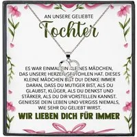 22Feels Schmuckset Unsere Tochter Geschenk von Mama Papa Mädchen Frauen Herz Halskette (inkl. Geschenktasche, Karte(n), Poliertuch, Beutel), Silber 925/000, Karte Made In Germany