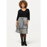 Ulla Popken Jerseykleid Jerseykleid Plisseerock A-Linie V-Ausschnitt