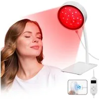 QUBEBU Tageslichtlampe Infrarotlampe 660&850nm Lichttherapielampe Rotlichtlampe Schreibtisch, 660 nm Rot & 850 nm Infrarot, LED fest integriert, Medizinprodukt zur Anwendung bei Erkältung und Muskelverspannung, Abnehmbarer Standfuß, mit 6-stufigem Ti