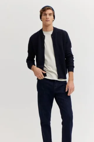 BASEFIELD - Baseball Cardigan night blue - Gr. - XL
