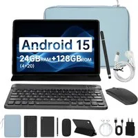 BUFO 10.1 Zoll Android, 4GB/6GB+128GB, 1280x800 HD, incl. Hülle Set Tablet (10", 128 GB, Android 15, Octa core mit Tastatur, Stift, Maus, Hülle, Kopfhörer, WiFi 6 BT 5)