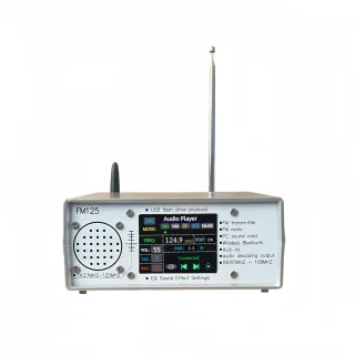 FM125 Stereo FM Transmitter Receiver Adjustable EQ Settings Bluetooth USB PC Sound Card 27MHz-125MHz Transmission 87MHz-