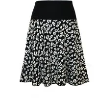 dunkle design A-Linien-Rock Schwarz Ecru Grün 57cm Jacquard Strick elastischer Bund