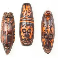 Oriental Galerie Dekofigur 3er Set Wandmasken Afrika Ethno Masken 30 cm (1 St), Afrikanische Dekofiguren Skulpturen zum aufhängen