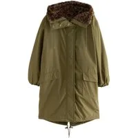 Next Fellimitatmantel Parka Animal-Print mit Kunstfellfutter, Kurzgröße (1-tlg)