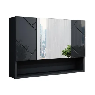 Vicco Badspiegelschrank, Anthrazit, Holzwerkstoff, 7 Fächer, Rechteckig, 80.1x55x17 cm, Badezimmer, Badezimmerspiegel, Spiegelschränke