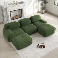 Odikalo 3-Sitzer modular kombinierbar Polstersofa Schlafsofa Chaiselongue, Modulares U-Sofa aus Premium-Cordstoff, ohne Montage, rutschfest und haustierfreundlich, extra-breite Armlehnen, 32D hochelastische Polsterung für Wohnzimmer, Schlafzimmer und