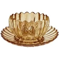 Sunay Dessertschale mit Unterteller, 12-teiliges Glasschalenset - Lotus Design, (12-tlg), Elegantes Design