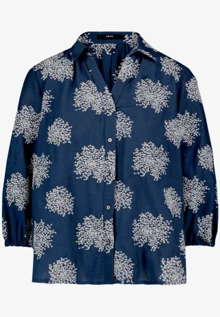 zero - Oversized-Bluse 3/4 Arm mit Stickerei blue - Gr. - 40