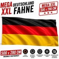 Taffstyle Fahne  Mega XXL Deutschland Fahne 280cm x 500cm Flagge mit Metallösen (Mega XXL Deutschland Fahne mit Metallösen für Fahnenmast und Events), doppelt genähnt
