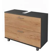 Vicco Waschbeckenunterschrank Ilias, Anthrazit/Goldkraft Eiche, 80.2 x 60.8 cm mit 2 Schubladen (1-St)