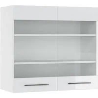 Vicco Glashängeschrank Fame-Line, Weiß Hochglanz/Weiß, 80 cm (1-St)