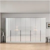 OTTO home Kleiderschrank Annor Schlafzimmerschrank Breite 323 cm hochglanz Schrank Garderobe (mit 2 großen Spiegeln an den Innenseiten der Türen) Drehtürenschrank mit perfekter Innenausstattung - elegante Türgriffe