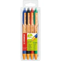 STABILO Druckkugelschreiber Kugelschreiber pointball® - 0,5 mm, Druckmechanik, 4er Pack sortiert