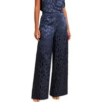 Love & Roses Stoffhose Love & Roses Hose aus Satin-Jacquard, weites Bein (1-tlg)