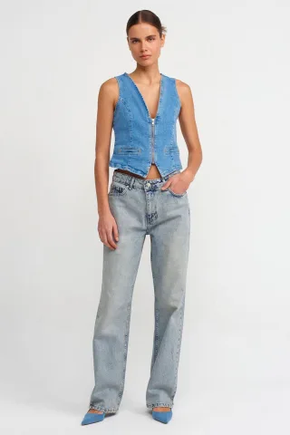 Damen Low-Waist Straight Leg Jeans