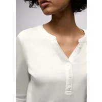 STREET ONE Langarmshirt mit dekorativem Split Neck und Knopfleiste
