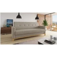 Sofnet Schlafsofa Wood, mit Schlaffunktion und Bettkasten, Bettsofa mit Holzfüße und Wellenfeder