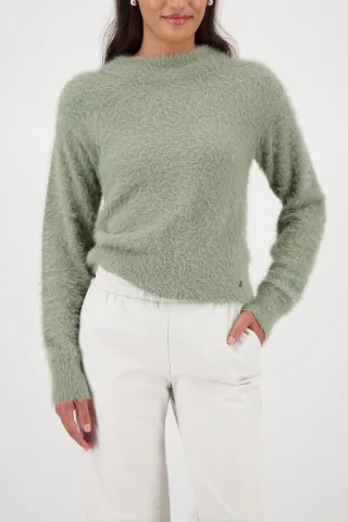 monari - Flauschiger Pullover mit Cut-out sage - Gr. - 42