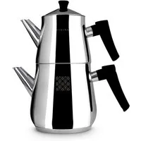 SERENK Teekanne Serenk Türkisches Teekannen-Set Caydanlik 3 l Edelstahl Induktion, 3 l, (4-St)
