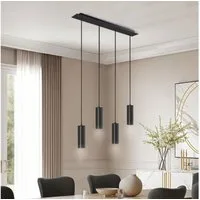 tectake Deckenleuchten Pendelleuchte, 4-flammig, 40 W, Industrial-Style, 75 x 9 x 146 cm, 4x GU10, längenverstellbare Kabel, inkl. Saugnapf und Montagematerial