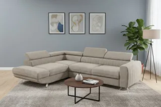 Ecksofa mit Schlaffunktion MARIOS Sofa Stoff Dunbar Cappuccino Ottomane Links