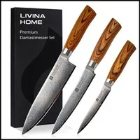 LIVINA HOME Messer-Set Kochmesser, 67-Damaststahl Messerset - 6-tlg. Küchenmesser Set (3-tlg., wahlweise als 3er, 5er oder 6er Set erhältlich), Damastmesser Japanischer Art, Geschenkbox, Oster Deal Sale!